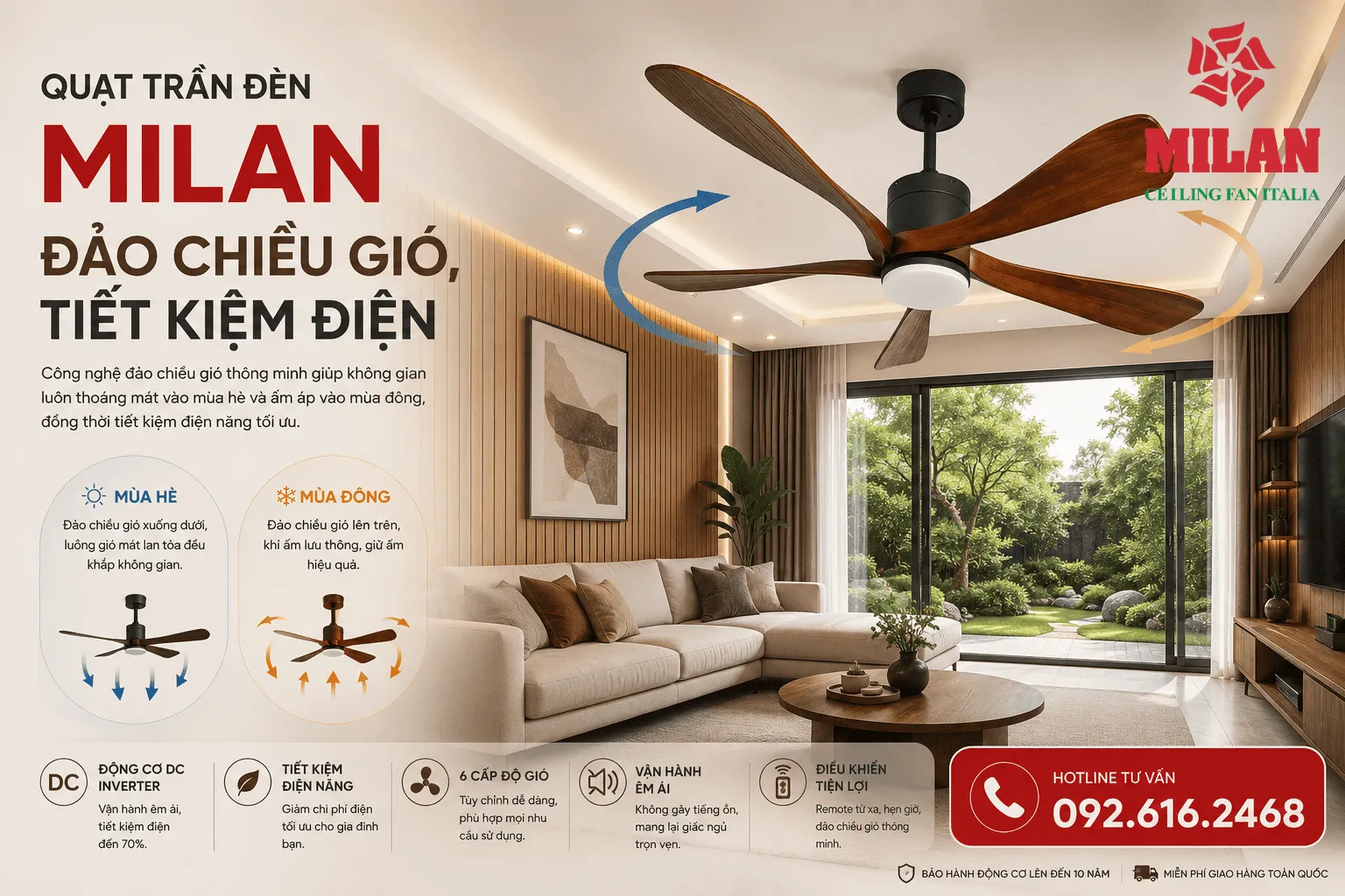 quạt trần đèn MILAN